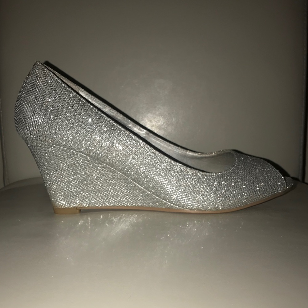 Silver wedge heels
